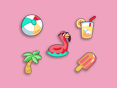 Inchbug - Summer Icons adobe illustrator childrens design childrens products design graphic design icons illustration pool sticker design summer vector art