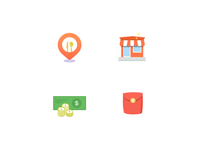 Small icons money restaurant store