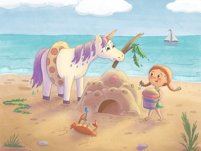 Unicorns and Sandcastles design illustration
