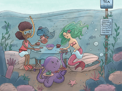 Mermaid Tea Time design illustration