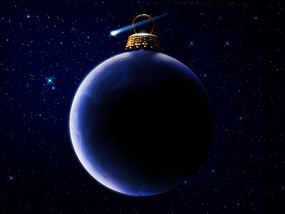 The Blue Planet Has Christmas ball blue christmas circle comet globe stars universe xmas