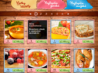 Recipe Voting screen