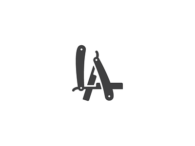 LA Logo a barbershop blade identity l la letter logo mark razor sign symbol