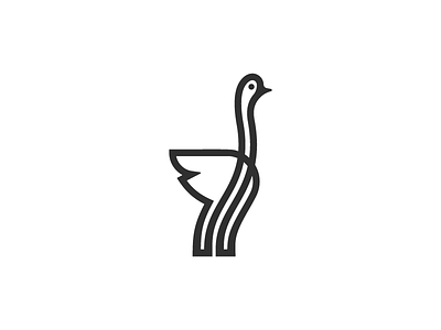 Ostrich Mark animal bird line logo mark ostrich sign