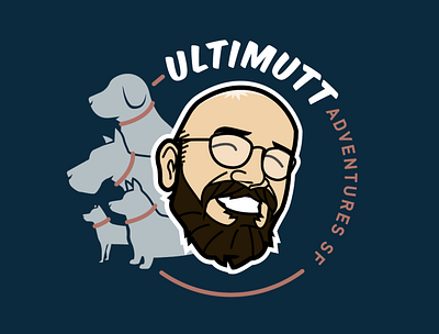 Ultimutt Adventures! caricature cartoon dog walking dogs logo