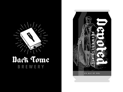 Devoted Farmhouse Ale beer can branding brewery logo logodesign medieval typography