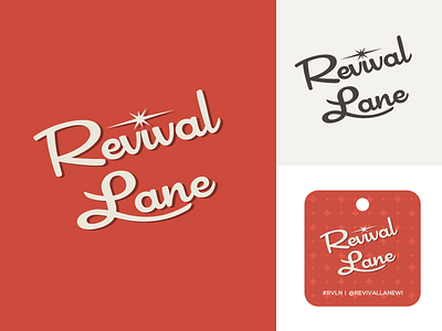 Revival Lane Logo / Hang Tag 50s 60s atomic branding hang tag logo mcm mid century midcentury retro revival lane script vintage