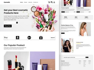 Cosmetic landing page app branding cosmetic css design figma front end html illustration landing page ui ui design vector web design web developer website