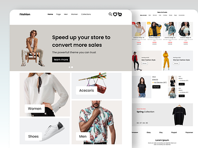 Fashion Mockup Landing page for e-commerce app branding css design figma html illustration ui vector web website