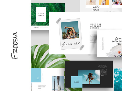 Freesia aesthetic blue blue and white branding clean creative hipster keynote layout powerpoint presentation simplicity summer