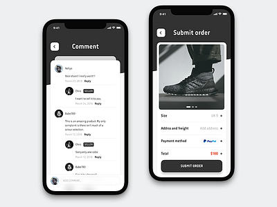 Sneakers Comment Order applications comment mobile order second hand shoes sneakers ui ux