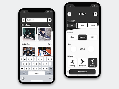 Sneakers Search Filter applications filter mobile search second hand shoes sneakers ui ux