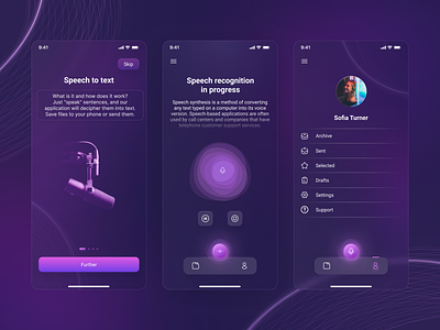 Voice input app app app design blur design gradient microphone mobile speech speech recorder speech synthesis synthesis text ui ux voice voice app voice assistant voice input voice input app voice visualisator