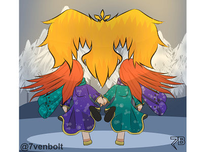 Phoenix Twins art cartoon drawing illustration oc phoenix
