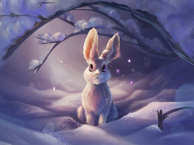 Winter Bunny animals artist book book cover book illustration bunny cool colors cover digital art digital painting graphic design illustration illustrator painting pets purple rabbit winter