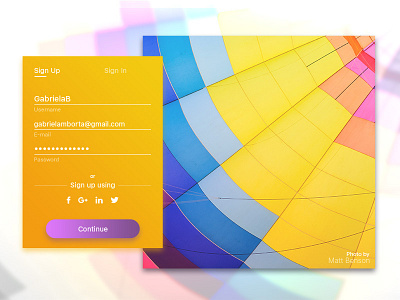 Day 001 Sign up page 001 balloon daily hot in material purple shadow sign ui up yellow