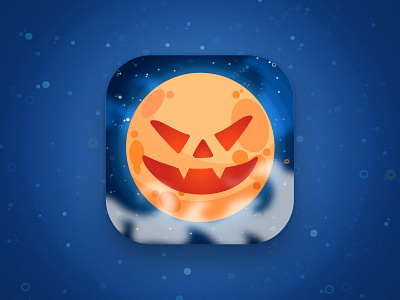 Day 005 App Icon daily design eyes game mist moon night orange sky spooky stars ui