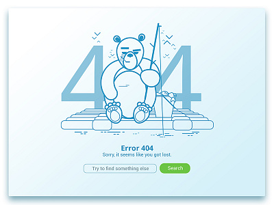 Day 008 404 error page 404 bear chilling daily error flat illustration material search ui