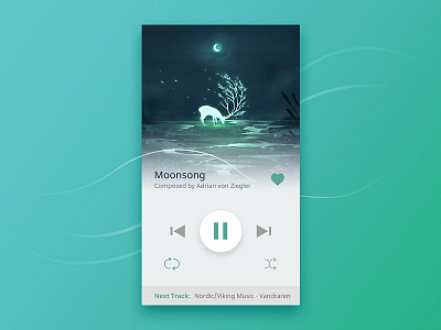 Day 009 Music Player concept cyan daily deer design green illustration material music player teal ui