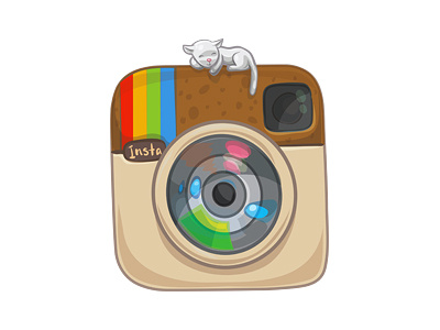 Instagram cat character icon illustration instagram vector