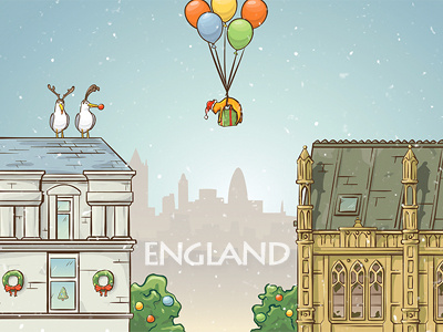 England bird cat city illustration place