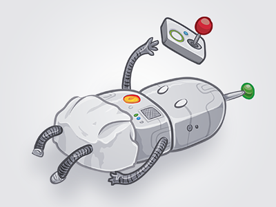 Baby Robot character illustration joystick robot vector