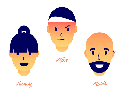 Board Game Characters angry beard blue board game characters faces girl happy hat illustration red yellow
