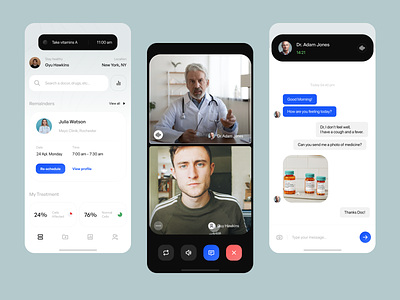 Telemedicine app | Online appointments and doctors schedule app chatting clinic doctor health healthcare medicine mobile app online appointments patient telemedicine ui ux