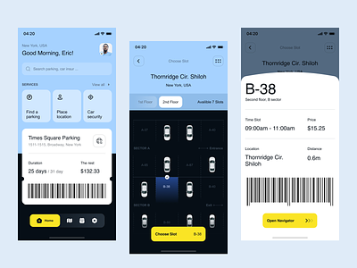 eParking | Parking mobile application app application car design interface mobile parking product design ui ux visual design