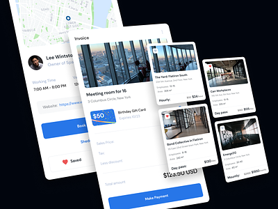 CloudSpace | Workspace rent service booking design invoice logo map payment rent ui ux work workspace