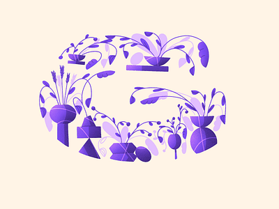 36 Days of type - G alphabet composition daily drawing floral floral art flowers illustration ipad leaves letter lettering plant illustration plants procreate vases