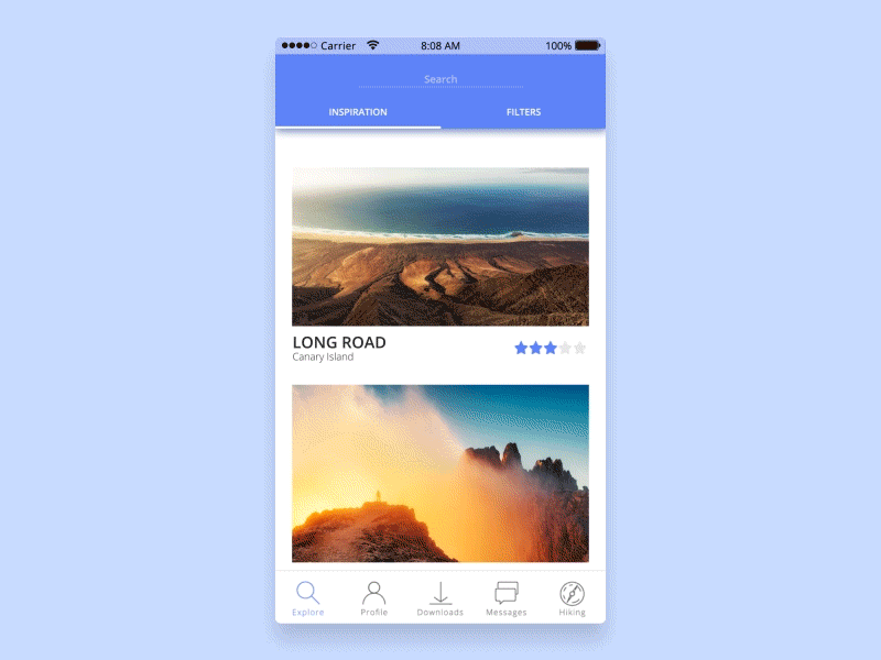 Download Experience app clean details hike hiking profile pure ui ux white