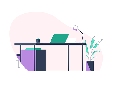 Desk illustration desk desktop enviroment line onboarding remote work