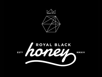Royal Black Honey Logo crown honey icon label logo royal script