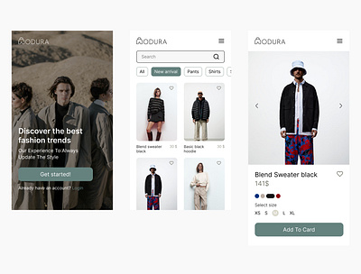 Designing a Mobile app - Modura - app clothes design ecommerce figma logo mobile mobile app ui ux