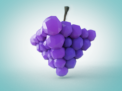 Grapes 3d c4d fruit grapes low poly render