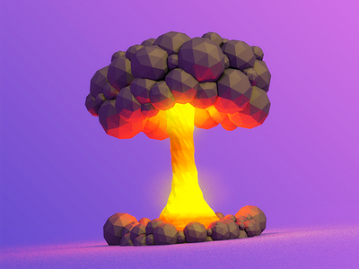 Blast boom c4d cinema4d explosion impact kaboom low poly mushroom cloud