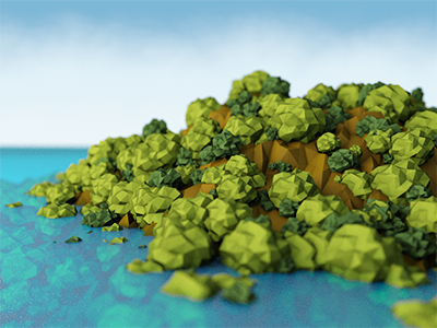 Island 3d island low poly water