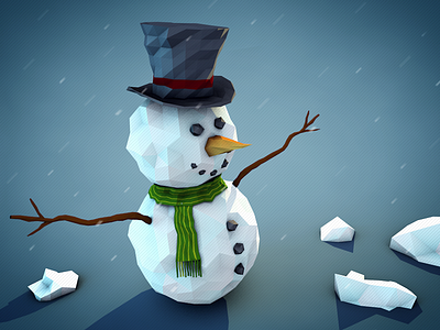 Snowman 3d c4d christmas hat low low poly low poly poly scarf snow snowman winter