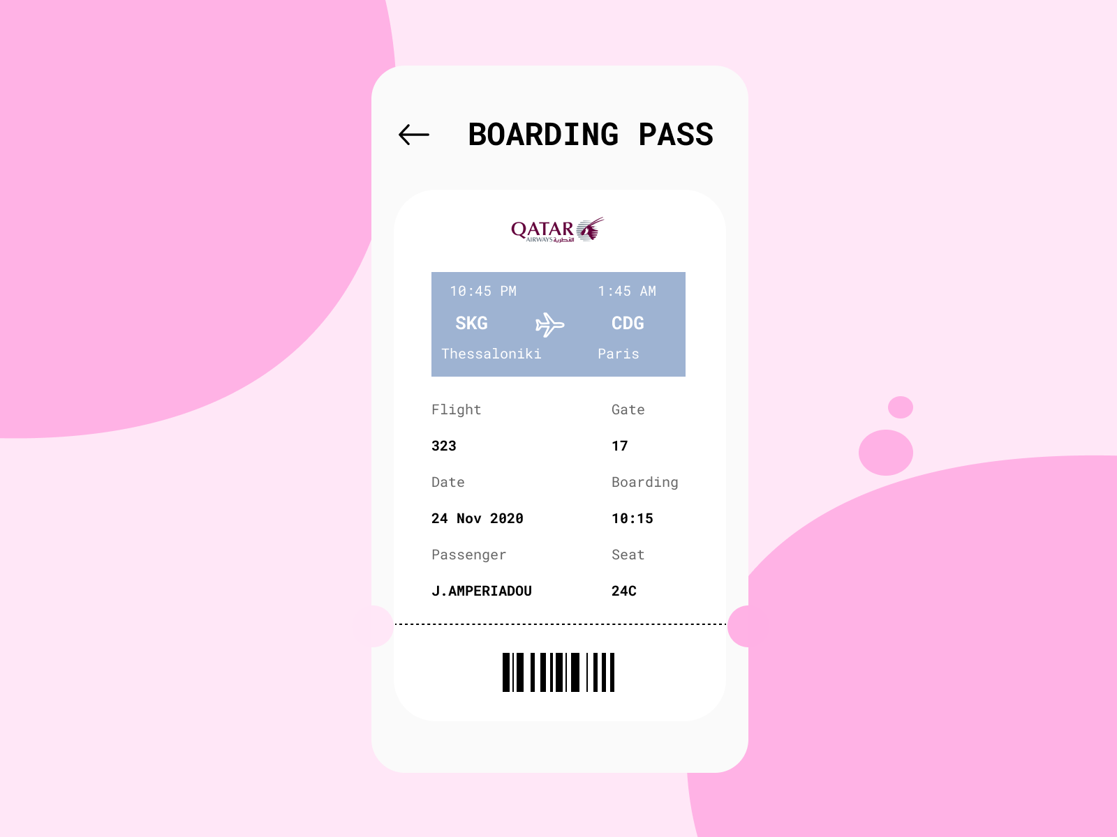 Daily ui 24 boarding pass by Jenny Amperiadou on Dribbble