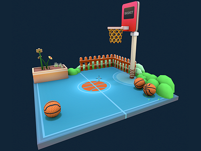 AR Project 3d model 3d model basketball blender enviroment lowpoly