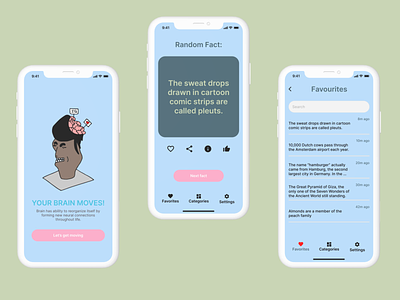 Random Fact Mobile App app design fact flat minimal mobile new zealand pastel ui ux