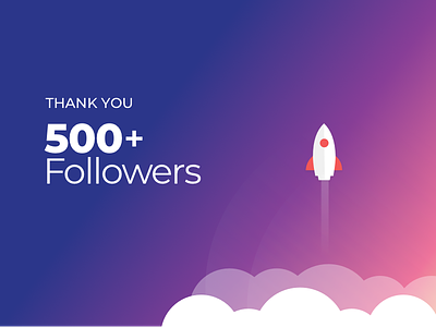500 Followers dribbble followers illustration spaceship thankyou typo