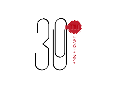 30th Anniversary identity numbers object paper clip stationery