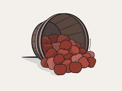 Vectober 2020 - Day 3 apple apple picking apples autumn barrel basket fall harvest illustration inktober vectober vector