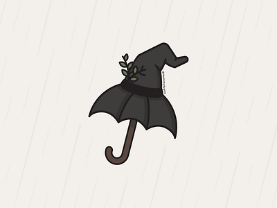 Vectober 2020 - Day 12 autumn fall halloween illustration inktober rainy rainy day spooky umbrella vectober vector witch witch hat witchy
