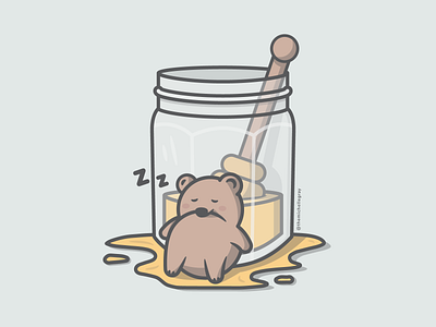 Honey-Drunk bear dtiys flat food honey illustration linework mason jar vector