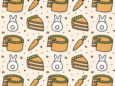 Carrot Cake Pattern bunny cake carrot cake dtiys food illustration illustrator linework pattern rabbit vector