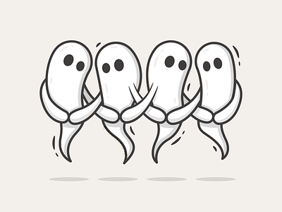 BOOgie-men autumn dancing dtiys fall flat ghost illustration linework spooky vector witchy