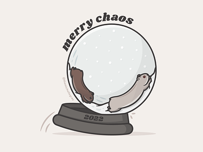 MERRY CHAOS! chaos christmas hamster illustration linework merry christmas merry crisis snow snowglobe vector winter